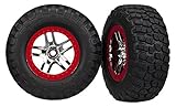 Traxxas 6873R BFGoodrich Mud-Terrain T/A KM2 Tires Pre-Glued on SCT Split-Spoke Chrome, Red Beadlock-Style Wheels (pair)