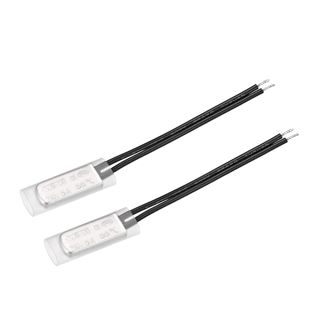 sourcing map KSD9700 Thermostat, 55℃ Normally Close Temperature Switch Thermal Switch, N.C 5A Metal Temperature Controller 2pcs