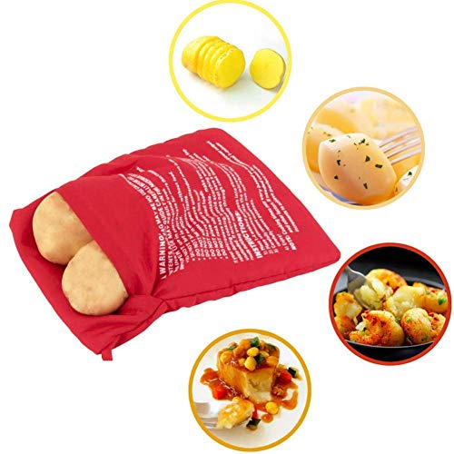 Pack of 4 Microwave Potato Cooker Reusable Microwave Bag for Potato Express Pouch Cooking in Just 4 Minutes Red Microwave Oven Pouch Accessories for Potato Cooker