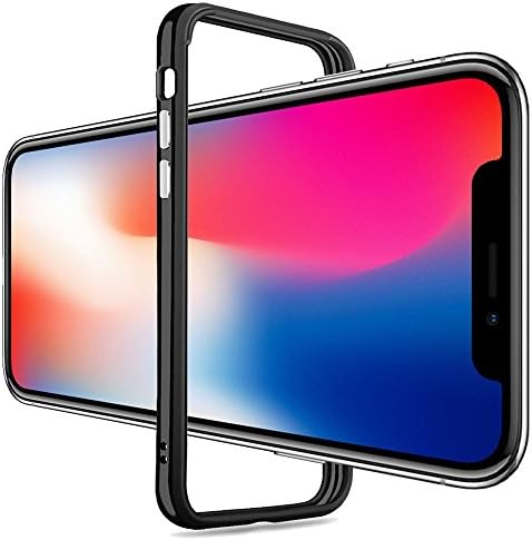 iPhone X Bumper Frame Case no back for no Block Wireless Charging TPU Hybrid Shockproof Hybrid Drop Protection for Apple iphone X (Black)