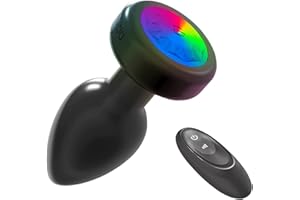 Hepoe Remote Control Vibrating Anal Plug Light Up Anal Vibrator Prostate Massagers, Fetish G-spot Stimulator LED Light Silico