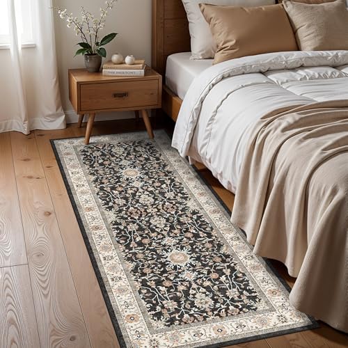 Washable 3x7 Runner Rug Black