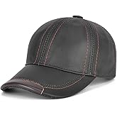 Gudessly Adjustable Men's Genuine Cowhide Leather Baseball Cap for Fall Winter Outdoor Sports Hat