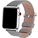 Fullmosa Leather Bands Compatible with Apple Watch Band 49mm 46mm 45mm 44mm 42mm for Men Women, Top Grain Genuine Leather Strap for iWatch Ultra 2/Ultra/10/9/8/7/6/5/4/3/2/1/SE2/SE, Grey/Silver