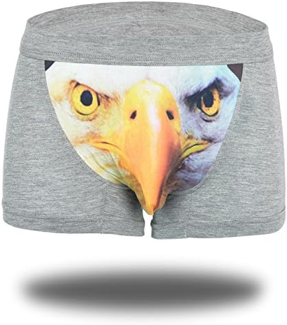 Sexy Tide Men's Sexy Funny 3D Cartoon Owl Animal Print Boxer Briefs Novelty Underpants Flexible Stretch Underwear Grey-XL