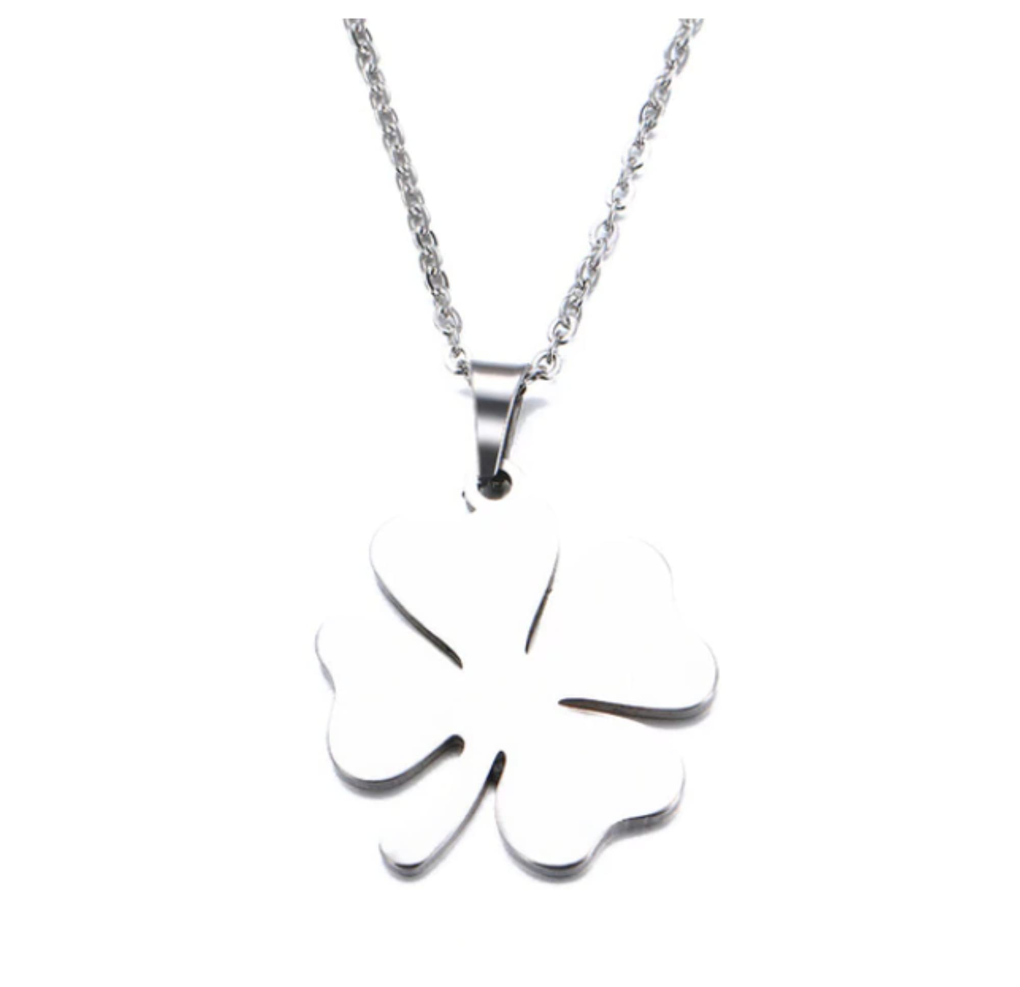 CrownOfRibbons Silver Clover Necklace, Good Luck Jewellery Pendant