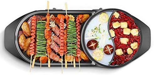 Dual Use Electric Grill BBQ Shabu Hot Pot Multipurpose One-Piece Pot Smokeless Infrared Non-Stick Adjustable Temperature Bakeware,62Cm29Cm12Cm