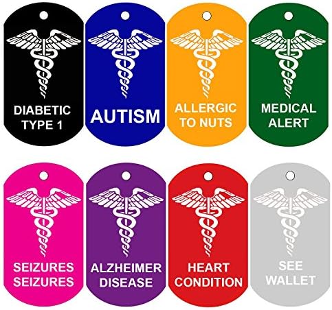 2 Medical Alert ID Tags | Personalized FRONT AND BACK | Medical Alert | Medical Pet Tag Dog Tag by CNATTAGS (Green)