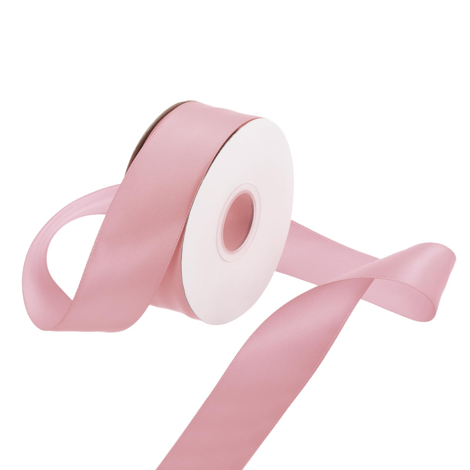 Rebower 32mm Satin Ribbon 23m Thick Double Face Grosgrain Silk Ribbon, [for Gift Wrapping, Hair Bows, Wedding, Cake, Flower] - 25 Yard/75ft/Rose Pink