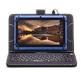 iRULU eXpro X1 7 Inch Quad Core Google Android Tablet PC, 1024 x 600 Resolution, Wi-Fi, Games, Dual Cameras, 8GB Nand Flash with keyboard(Blue Tablet)