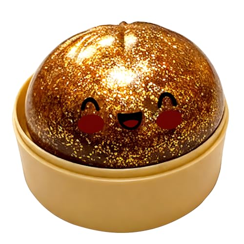 Simulation Glitter Dumpling Fidget Toy, Soft Squeeze Squishy Toy with Steamer Box, Anti Anxiety Sensory Toys, Cute Home Table Decor, Novelty Birthday Daily Gifts for All Ages