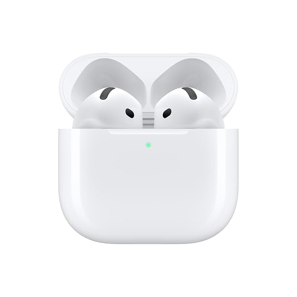 APPLE AIRPODS 4 WIRELESS EARBUDS, BLUETOOTH HEADPHONES, PERSONALIZED SPATIAL AUDIO, SWEAT AND WATER RESISTANT, USB-C CHARGING CASE, H2 CHIP, UP TO 30 HOURS OF BATTERY LIFE, EFFORTLESS SETUP FOR IPHONE