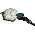 Sublime Gifts 1pc Turtle with White Howlite shell on Aventurine body Natural Carved Crystal Healing Gemstone Pendant & Necklace