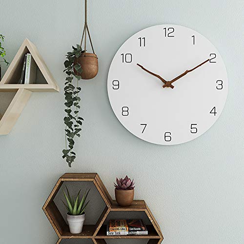 Ryuan Wooden Wall Clock Silent NonTicking Quartz Decorative Simple Round Wall Clocks Battery