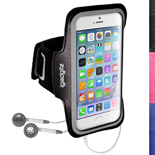 iGadgitz Reflective Anti-Slip Black Sports Jogging Gym Armband for Apple iPhone 6 & 6S 4.7