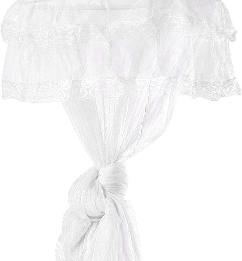 Hdecor Princess Hanging Round Lace Canopy Bet Netting Mosquito Net for Crib Twin Full Queen Bed (White)