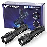 Goldenguy LED Tactical Flashlight High Lumen, Zoomable, 5 Modes, Water Resistant, Handheld Light - Best Camping, Outdoor, Emergency, Flashlights(2 Pack)