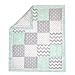 Mint Green and Grey Woodland Patchwork Cotton Crib Quilt by The Peanut Shell