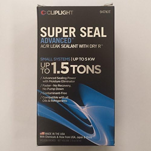 Cliplight Super Seal Advanced 947KIT - Permanently Seals & Prevents Leaks in A/C & Refrigeration Systems - Up to 1.5 TONS by Cliplight