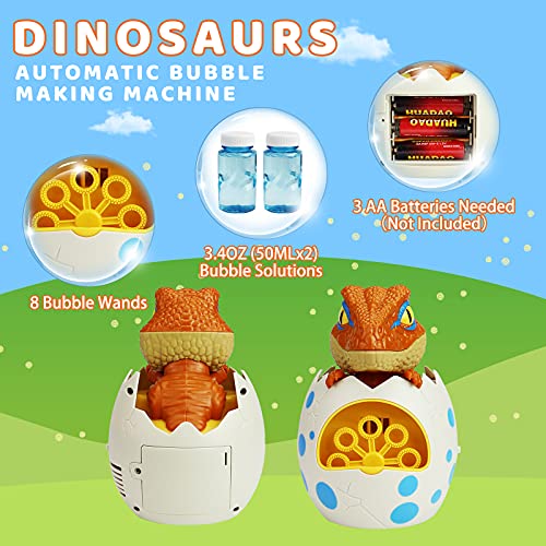 ZIZICG Bubble Machine for Toddlers, Kids, 1000+ Bubbles/min Electric Automatic Bubble Maker Blower (Dinosaur)