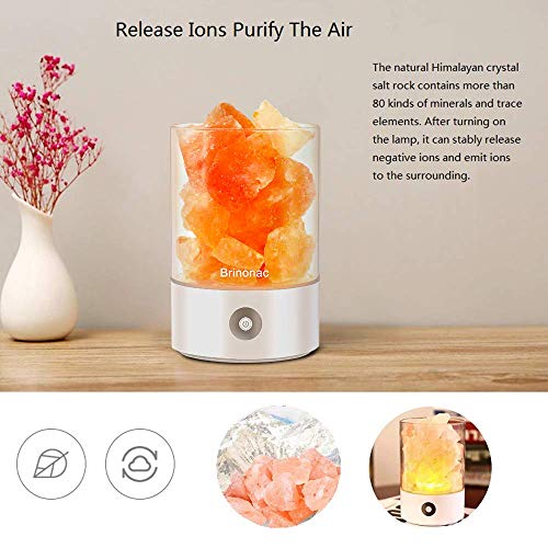 Himalayan Salt lamp,Brinonac Pink Crystal Rock lamp,Sea Salt Rock Lamps,Night Light, Effective Air Purifier with Dimmable Touch Switch for Home and Office or as Holiday Gift