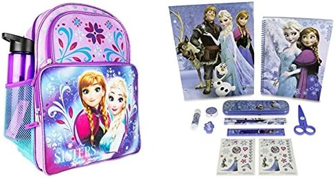 Disney Frozen Backpack with Water Bottle and 11 pc. Stationary Set by Mad Fun Toys