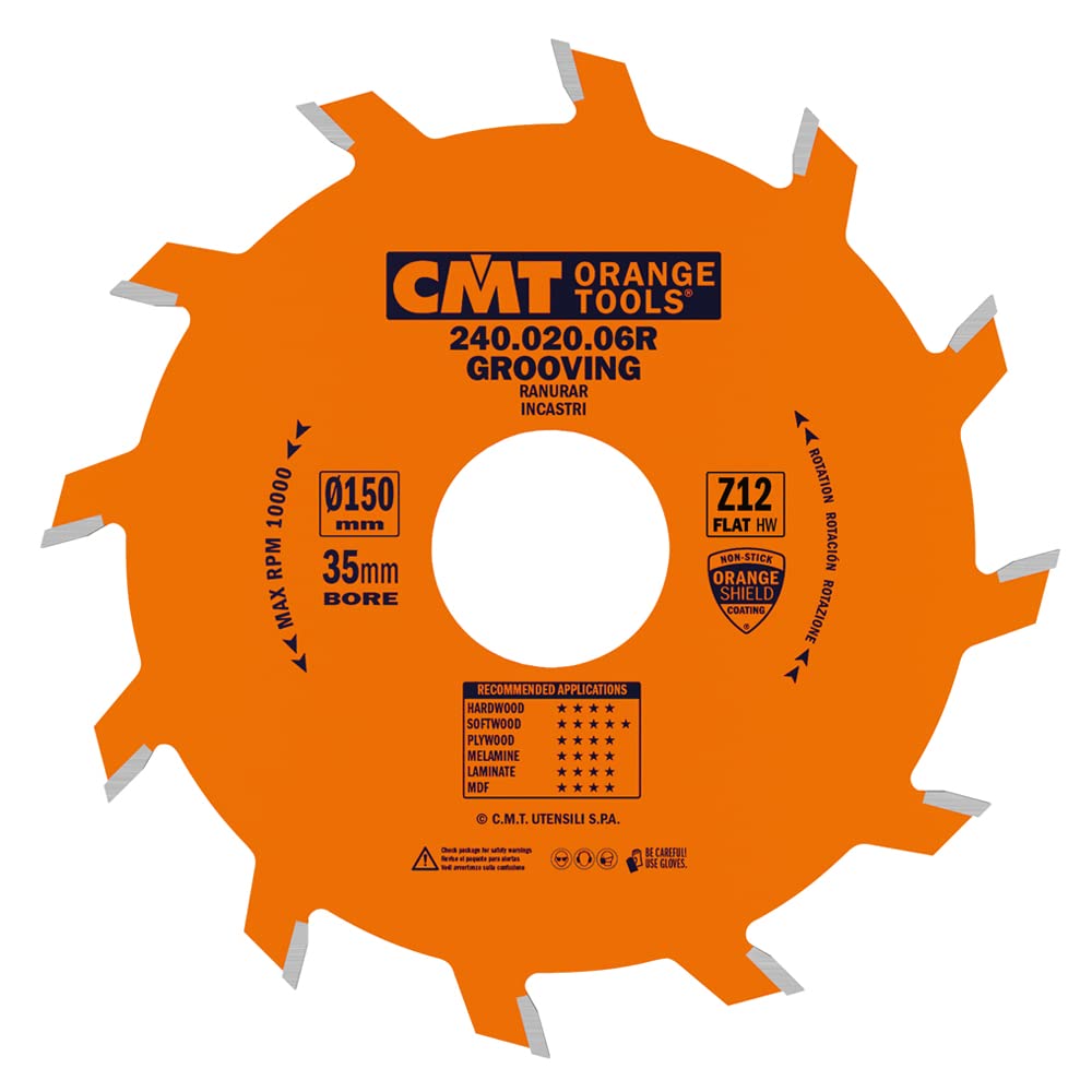 CMT Orange Tools 240.020.06r – Straight Grooving Cutter Circular Saw Blade 150 x 2 x 35 Z 12