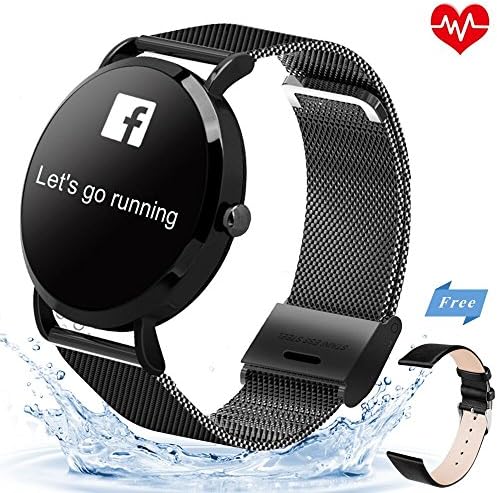 KeeGan Fitness Tracker Activity Tracker with Heart Rate Monitor and Calorie Counter Pedometer Bracelet IP67 Waterproof GPS Tracker Smart Watch for Men Women (Black-Steel)