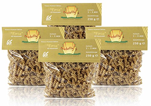 Nudellys-Quattro-Forza-glutenfreie-Pasta-im-4er-Pack-Sesammehl-Eier-Nudeln-mit-Tapioka-Strke-als-Fusilli-low-carb-paleo-clean-sojafrei
