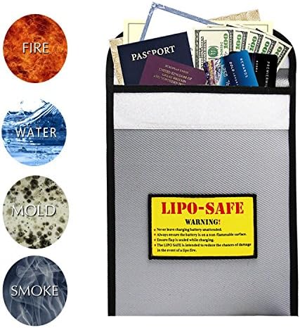 YAHEY Fireproof Document Bags,Fireproof and Water Resistant Bags NON-ITCHY Silicone Coated Fiberglass Velcro Closure Fire Protective Safe Storage for Your Valuables