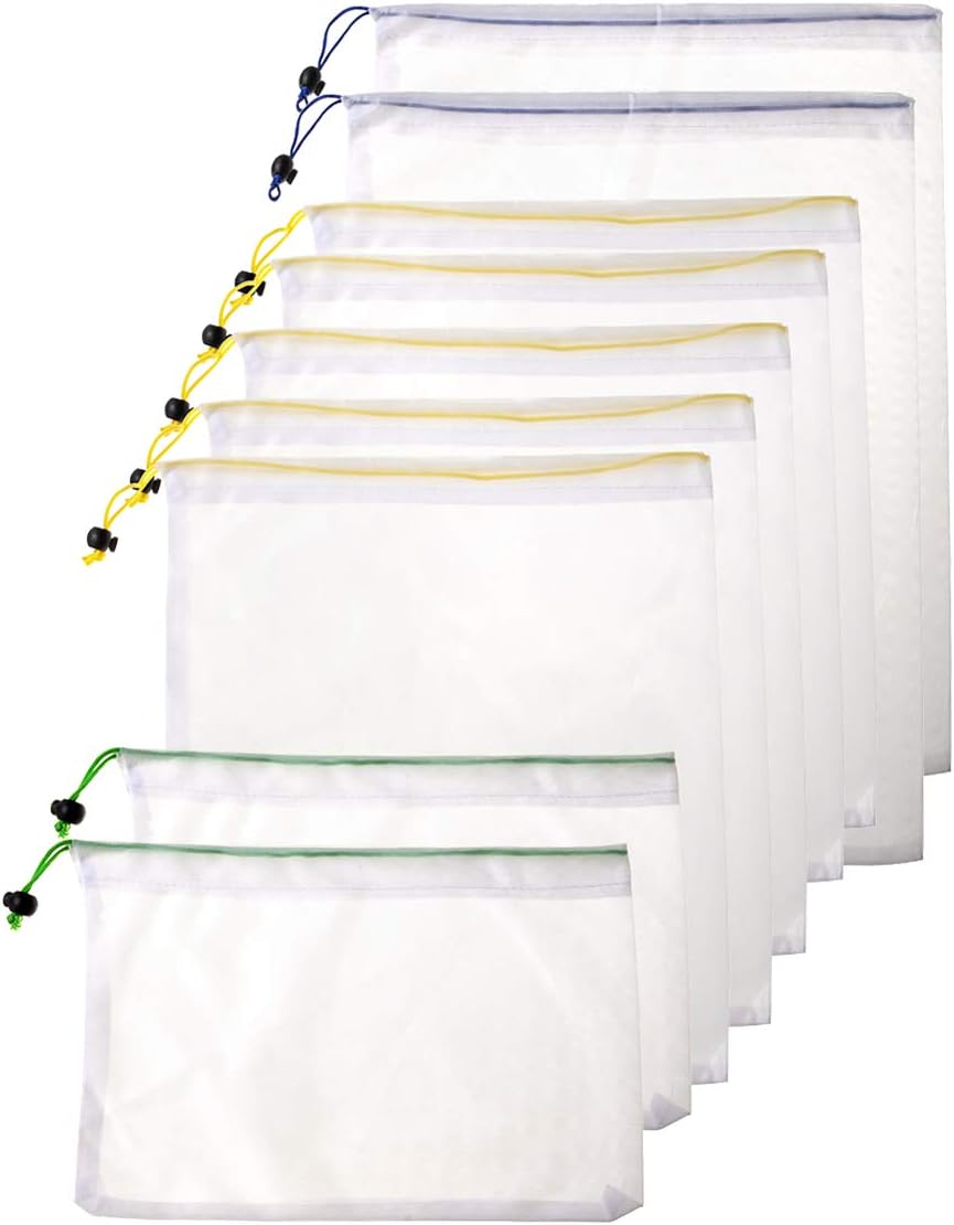 ShopSquare64 9Pcs/Set Reusable Produce Sacks Bag Rope Mesh Vegetable Fruit Toys Storage Pouch