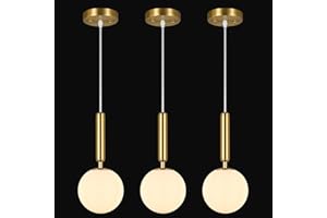 FDPBY Modern Hanging Light Fixture Pendant Lighting for Kitchen Island Mid Century Gold Pendant Lights with Globe Milky White