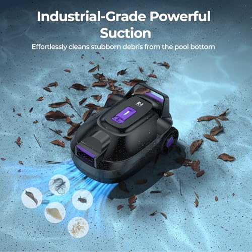 Redroad Robotic Pool Cleaner with Dual-Drive Motors,Dual-Layer Filtration, 180Min Runtime, Powerful Cordless Pool Vacuum for Above-Ground & Flat Pools,Auto-Parking Design,Double Suction Port S2