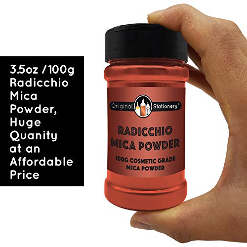 Mica Powder - 3.5 oz / 100 g [HUGE x3-5 THE SIZE OF OUR COMPETITORS] Cosmetic Grade - True Colors - Beautiful Mica for Slime, Soap Making, Bath Bombs, Make-up, Nails, Holiday Crafts (Radicchio) - Thumbnail 2