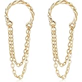 Reffeer Solid 925 Sterling Silver Cuff Earrings Chain Cartilage Wraps for Women Teens Minimalist Cuff Earrings No Piercing