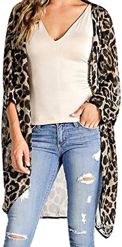 Chiffon Shawl Leopard Print Kimono Cardigan Top Cover Up Blouse Beachwear Women