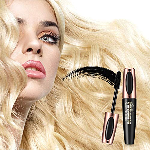 4D Silk Fiber Lash Mascara Waterproof, Luxuriously Longer, Thicker, Voluminous Eyelashes, Long-Lasting, Dramatic Extension, Smudge-proof, Hypoallergenic Formula