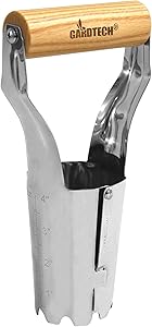 Gardtech Bulb Planter with Wooden Handle, Garden Transplanter Tool with Depth Mark, Stainless Steel Soil Release for Transplanting Digging Planting Bulbs