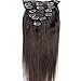 Emosa 7Pcs 70g 100% Real Full Head Remy Clip In Human Hair Extensions #4 Medium Brown Silky Soft