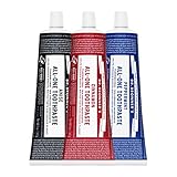 Dr. Bronner's - All-One Toothpaste (3-Pack Variety) 5 Ounce Peppermint, Cinnamon, Anise - 70% Organic Ingredients, Natural and Effective, Fluoride-Free, SLS-Free, Helps Freshen Breath, Reduce Plaque