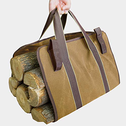 KINGCRAFT Large Firewood Holder Log Carrier Tote Bag with Heavy Duty Handles Durable Lightweight Fireplace Wood Stove Accessories for Family Outdoor Camping(35x16inch)
