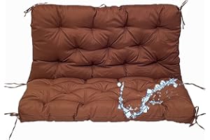 GHKWXUE Waterproof Thicken 5" porch outdoor swing cushions 2-3 Seater Swing Replacement Cushions with Backrest High elastic PP cotton filling UV-outdoor loveseat cushion swing cushion,60"x40"/dark brown