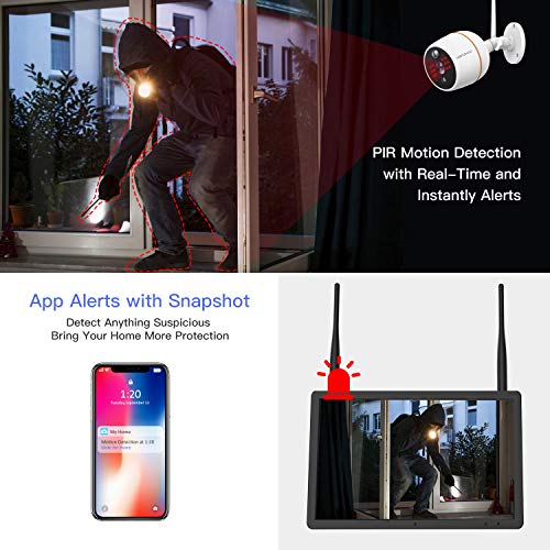【Two-Way Audio】 Full HD 1080P Security Camera System Wireless with 7'' Touchscreen Monitor,Wandwoo 4 Channel NVR 1pc Indoor Outdoor IP Camera,Pre-Install 32GB SD Card,Night Vision Free App - Thumbnail 6