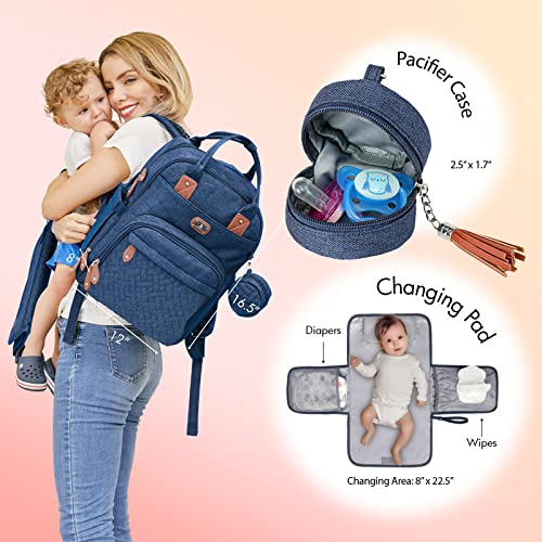 Dikaslon Diaper Bag Backpack with Portable Changing Pad, Pacifier Case