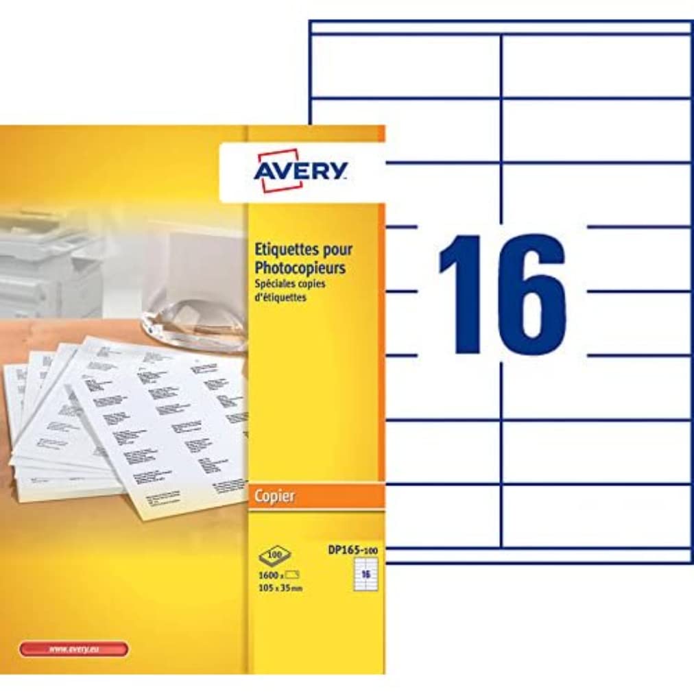 Avery 1600 Address Labels for Monochrome Copier 100 Sheets with 16 Labels Each in White