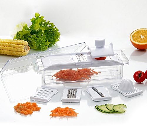 Make Real Shredder Vegetable-Fruit Chopper Vegetable Granulator Cheese-Onion Chopper-Dicer Vegetable slicer (White-F0001, White)
