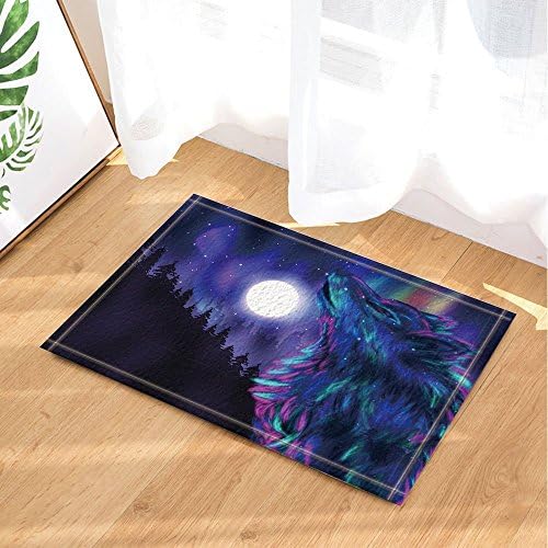 SZDR The house is decorated with a 15.7x23.6 inch bathroom rug.The Wolf cries out in the sky, anti-skid pads and outdoor doors.Interior decoration carpet, indoor rectangular door mat, kitchen floor.