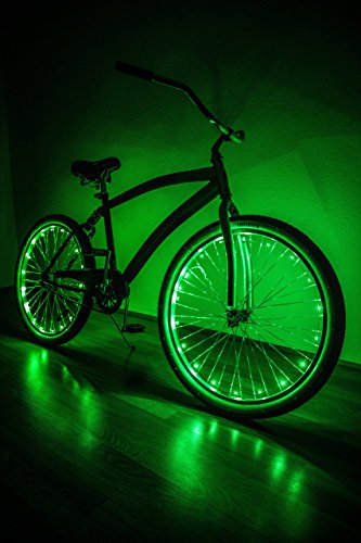 Front, Back AND both Wheel lights AND FREE credit card folding knife from Camp Luna Lover (Green)