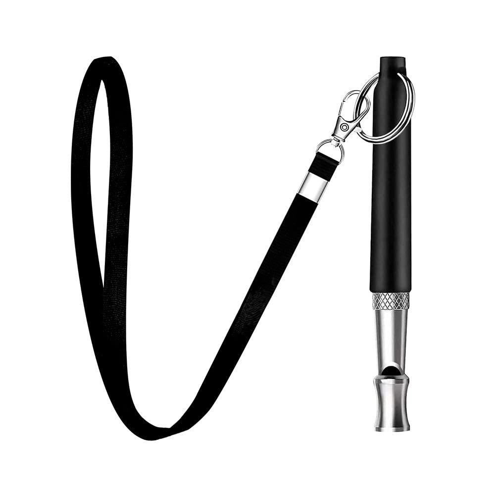 Dog Whistle Professional Dog Whistles for Recall Dog Training Whistle with Lanyard Clickers for Dog Training and Dog Grooming, Black (Adjustable Frequency)