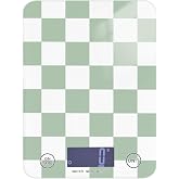 ElliTarr Food Scale Kitchen Scale for Baking Cooking Digital Food Weighing Measuring Scale with LCD Display Small Waterproof Electric Food Scale Checkered Green and White